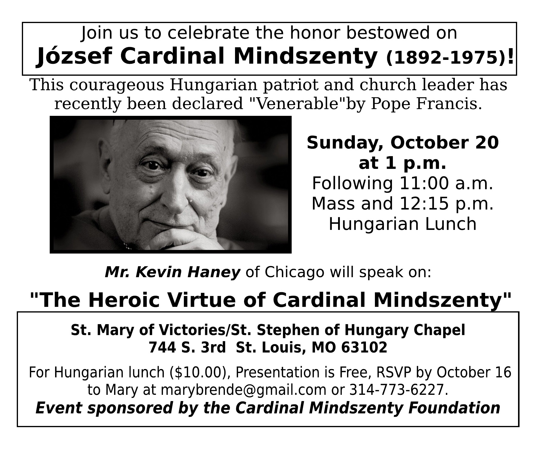 Cardinal Mindszenty Ad