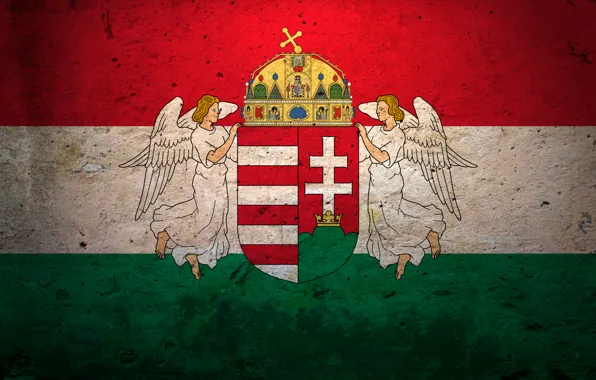 Flag of Hungary with the Crown of Saint Stephen